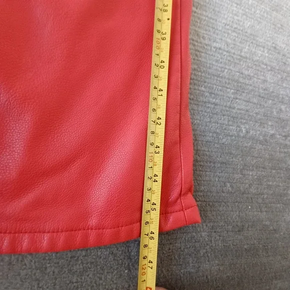 Valabasas Stacked Faux Leather Cargo Pants Mens 36x36 Matte Red Banjo Flared Leg